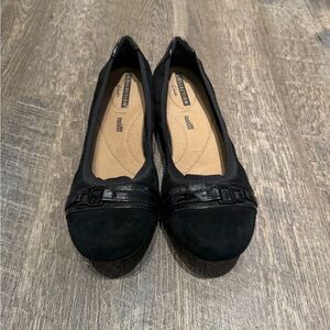 Clarks Memory Foam Suede Women's Black Flats